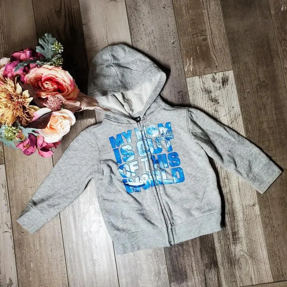 Joe Boxer Gray and Blue Size 18m Toddler Boy Fleece-Lined Zip-Up Hoodie
